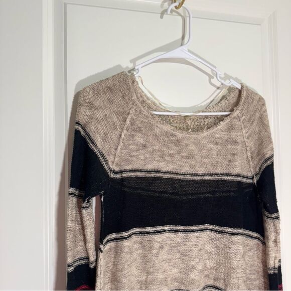 Free People Loose Knit Stripped Tunic Relaxed Sweater - Picture 3 of 6